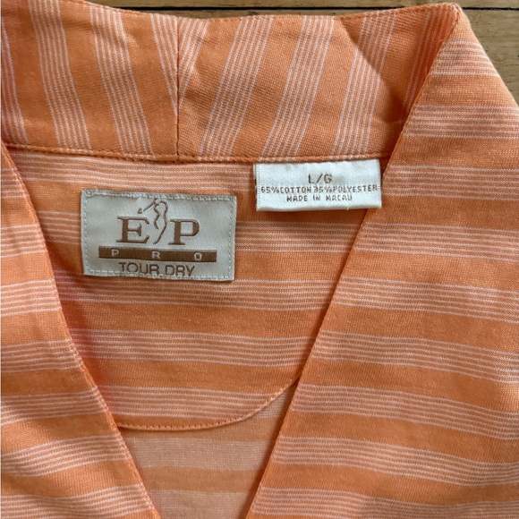 EP Pro Peach Striped Short Sleeve Top Large women’s GRANDE PINES - Picture 4 of 5
